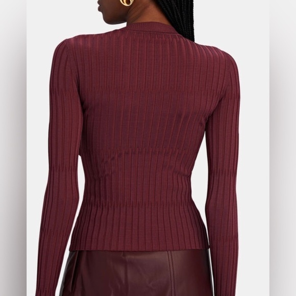 NEW JONATHAN SIMKHAI Nolan Top Twist Bow Long Sleeve Wine Merlot Size S - Picture 7 of 15